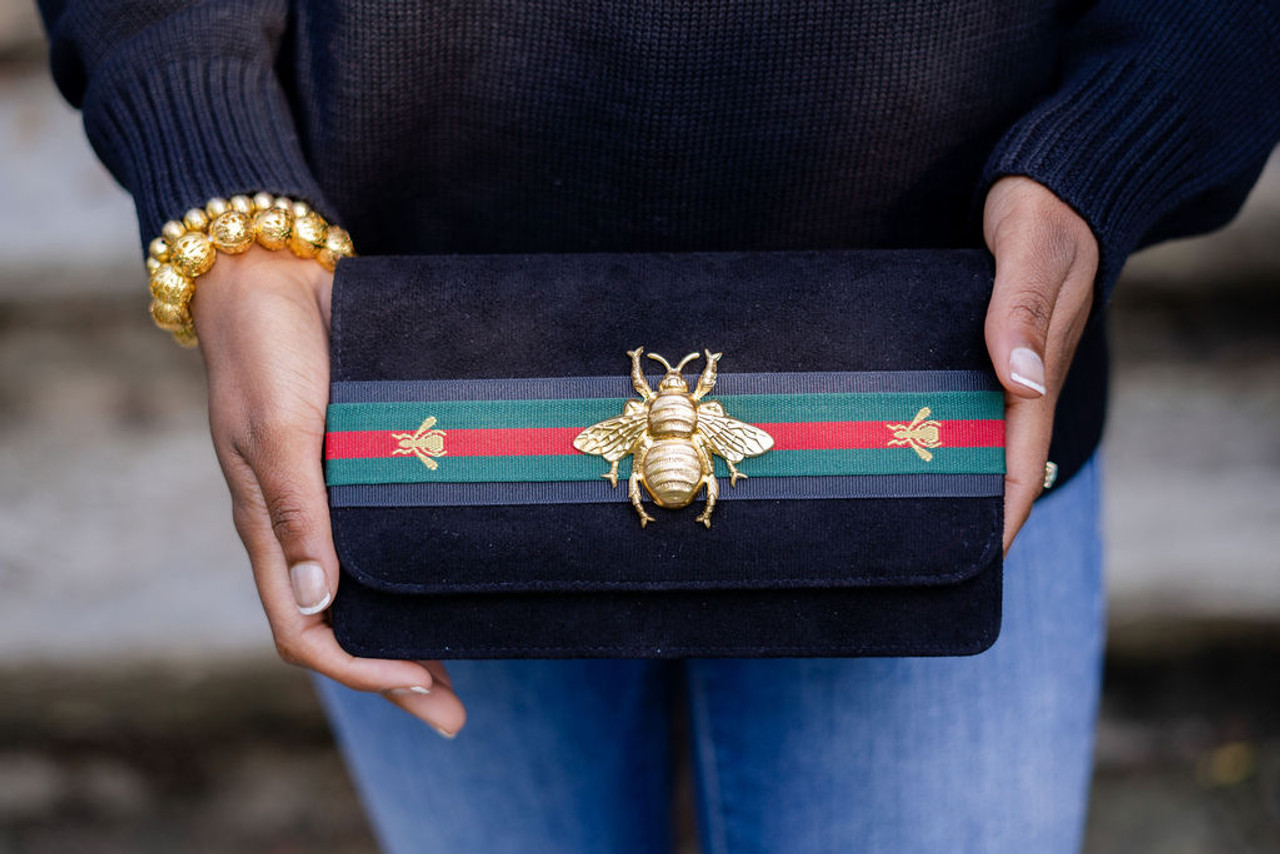 Ruby Clutch - Black Bee Stripe