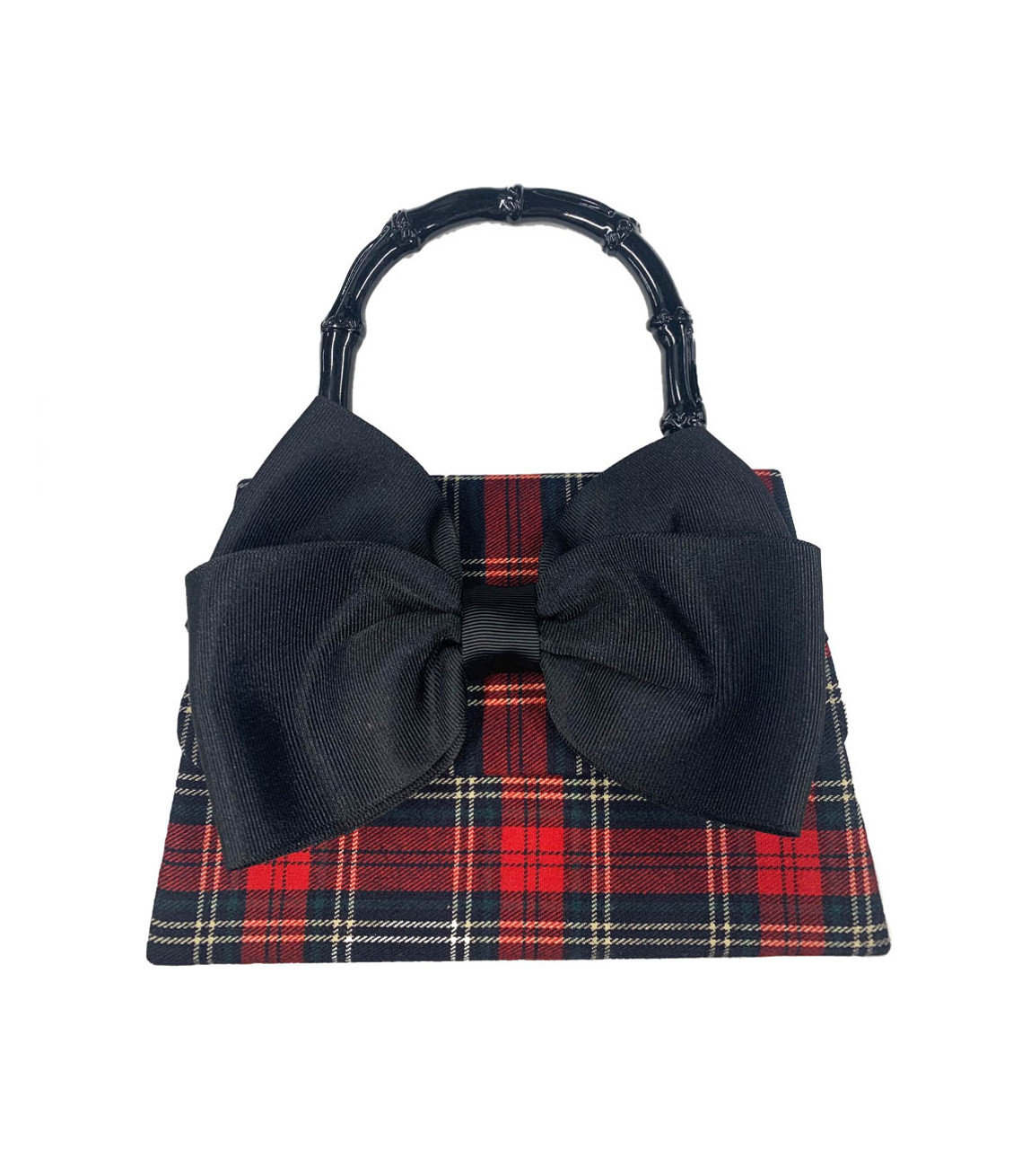Lulu - Red Plaid with The Sammy Bow - Black Bamboo Handle