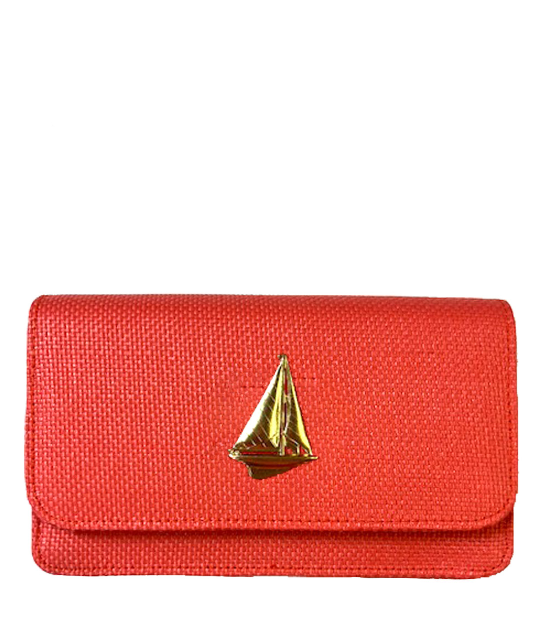 Florida Friends Scalloped Ruby Straw Clutch