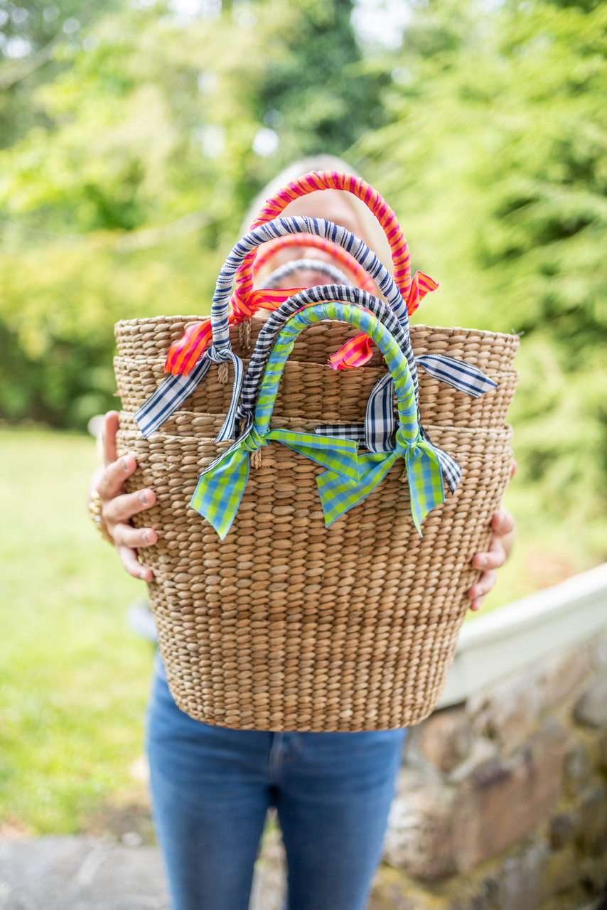 大阪買付 Ribbon rattan basket bag - バッグ