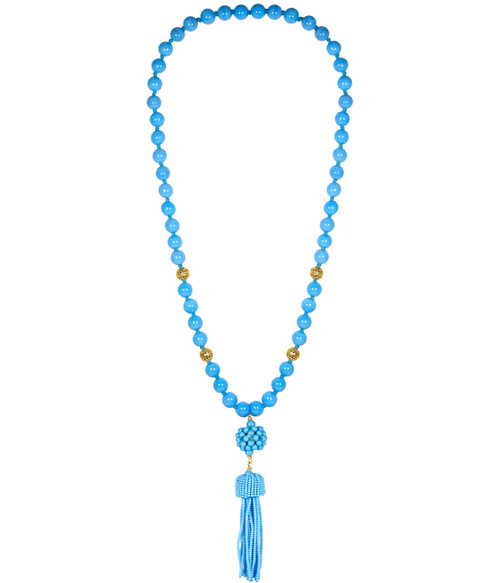 Beaded Tassel Necklace - Turquoise
