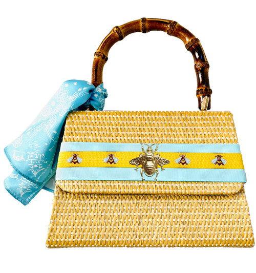 Lulu Bag - Honeycomb with Bee with Turquoise