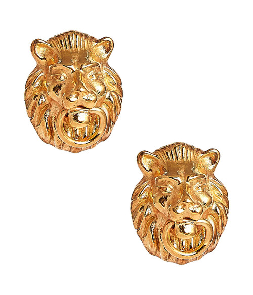 Lisi Lerch Lion Door Knocker  Earrings in Gold Brass  