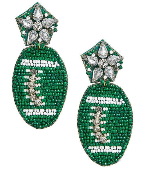 Lisi Lerch Green Football  - Fabric Backed Earrings  