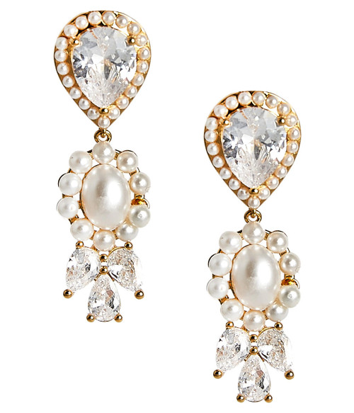 Lisi Lerch Liza - Pearl & Rhinestone Drop Earring - Amy Littleson Collection  