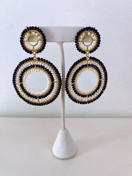  Cheyanne Navy and White Earring - Sample Sale -  Final Sale 