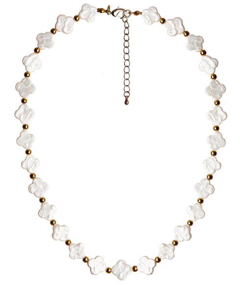 Lisi Lerch White Natural Lana  with Gold Beaded Necklace  