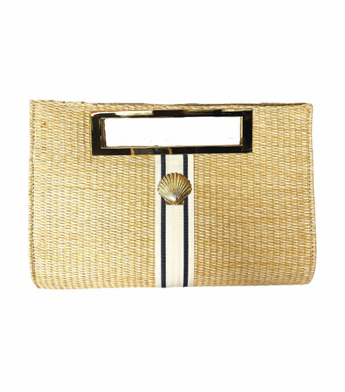 Lisi Lerch Chloe Clutch - Straw - White Denim  