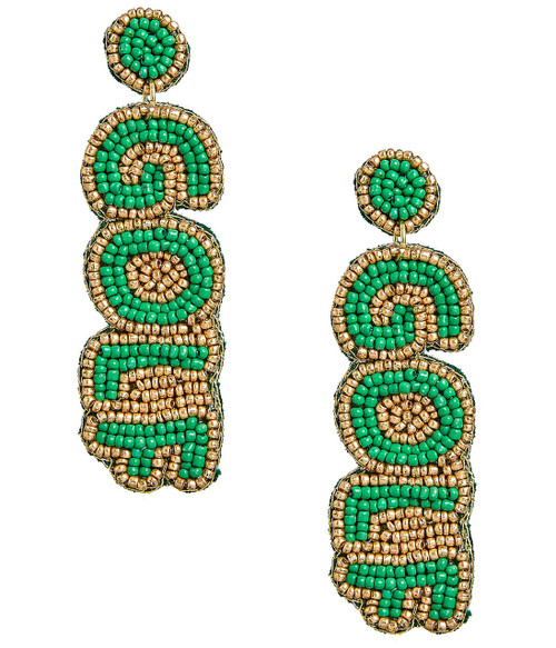 Lisi Lerch Green and Gold Golf Earrings 
