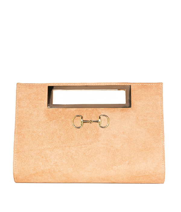 tan suede clutch