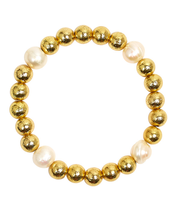 Georgia - Gold  & Freshwater Pearl Beaded Bracelet