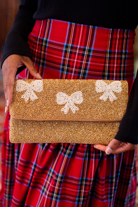 Fold Over Beaded Clutch  - Bows