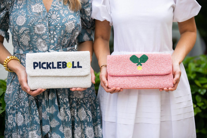 Lisi Lerch Pickleball White - Beaded Clutch - Sample Sale - Final Sale 