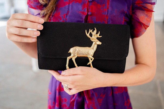 Lisi Lerch Avery Clutch - Black - Reindeer 