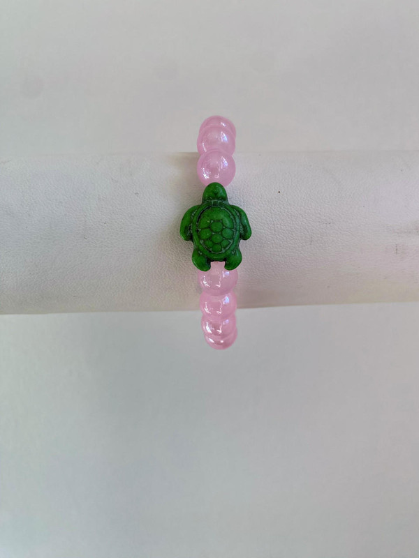  Pink Beaded with Turtle Bracelet (children's size)- Sample Sale -  Final Sale 