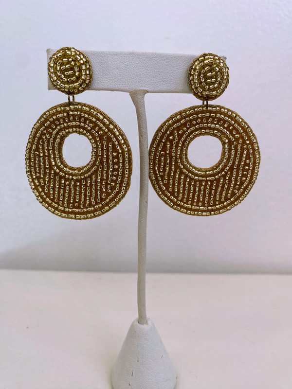  Gold Fabric Disk Earring- Sample Sale -  Final Sale 