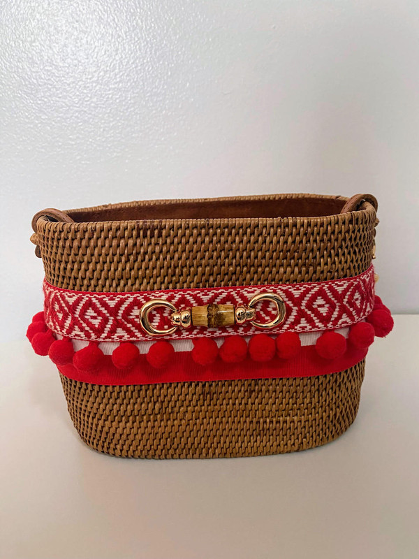  Small Charlotte - Red Fiesta Pom Pom Band- Sample Sale -  Final Sale 