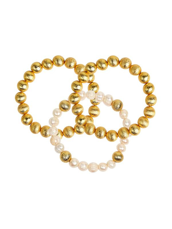 Lisi Lerch Sarah Stack - Georgia Beaded Bracelet Stack  - 2 Freshwater Pearl 10mm and 1 - 10mm - Sarah Weisbrod - WS 