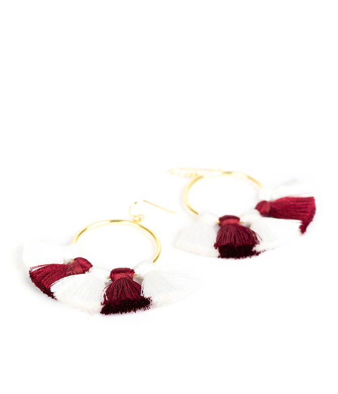 Izzy Gameday Earrings - White & Burgundy