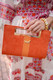 Lisi Lerch Chloe Suede Clutch - Pumpkin - Orange Stripe 