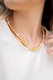 Lisi Lerch Diana Single Strand Beaded Necklace 8mm - Brushed Gold and Freshwater Pearl - WS 