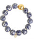 Lisi Lerch Georgia Beaded Bracelet Stack  - 1 Blue Chinoiserie & 2 - 14mm All Gold Bracelets  