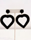  Large Raffia Black Heart Earring - Sample Sale -  Final Sale 