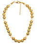 Diana Single Strand Beaded Large Necklace - 14mm -  Brushed Gold and Fresh Water Pearls 