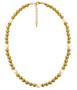 Diana Single Strand Beaded Necklace 10mm - Brushed Gold and Freshwater Pearl