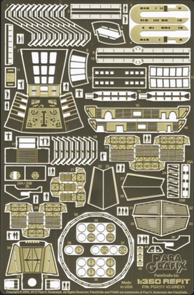 Paragrafix PGX111 Photoetch Enhancements For Polar Lights 1/350 USS Enterprise Refit Kit