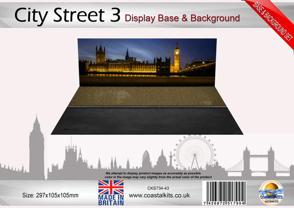 Coastal Kits CKS734-43 - 1:43 Scale City 3 Street Base & Background