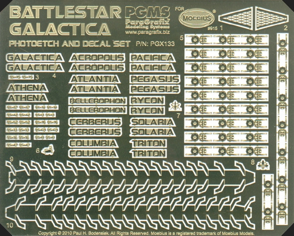 Paragrafix PGX133 - 1/4105 Battlestar Galactica (2003) Photoetch/Decal Set