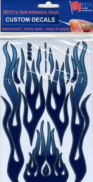 FLAMES BB - Light Blue, Dark Blue and Chrome Flames Type 1 Vinyl detailing sheet