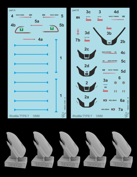 Green Strawberry 19023 - 1/350 5x Shuttles TYPE 7 Resin Kit