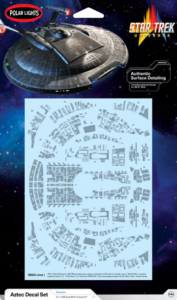 Polar Lights MKA054 - 1/1000 NX-01 U.S.S. ENTERPRISE AZTEC DECALS SET