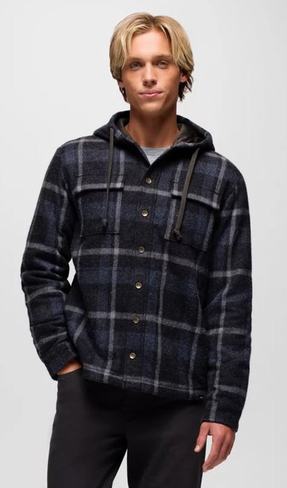 Prana Men's Asgard Hooded Flannel: Stormy Night