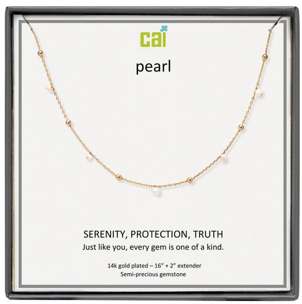 Cool and Interesting Satellite Gemstone Necklace: Gold/Pearl Cool and Interesting Satellite Gemstone Necklace: Gold/Pearl