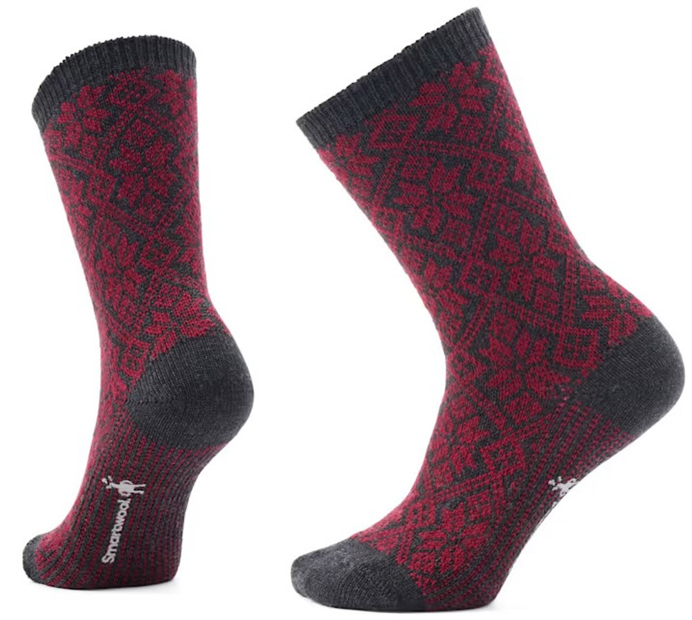 Smartwool Women's Traditional Snowflake Crew Sock: Tibetan Red Smartwool Women's Traditional Snowflake Crew Sock: Tibetan Red