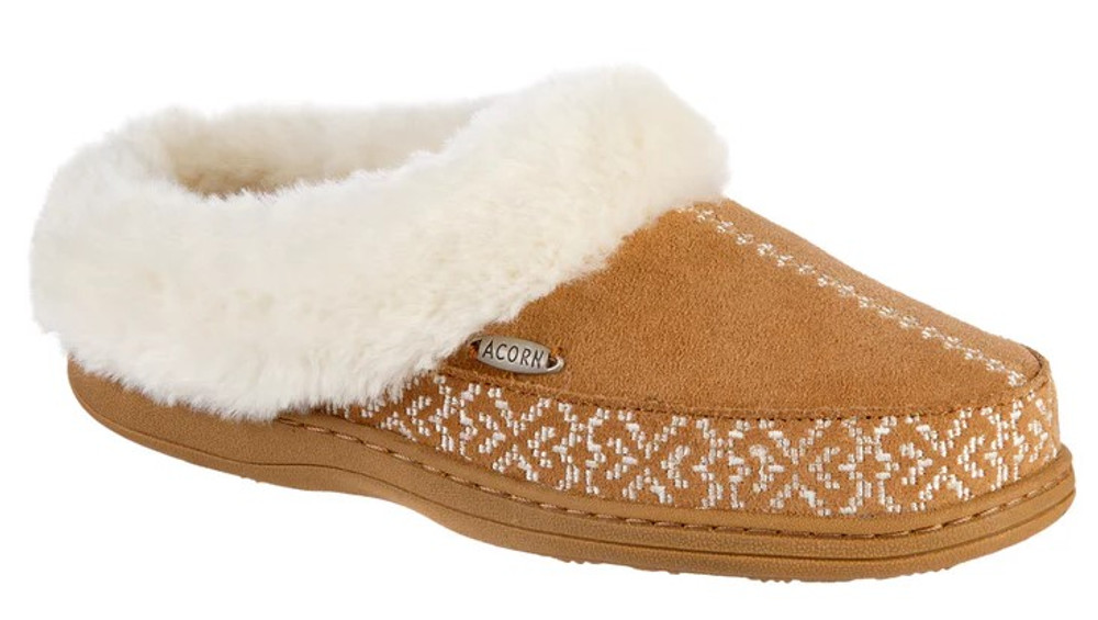 Acorn Women's Greta Embroidered Slipper: Buckskin Acorn Women's Greta Embroidered Slipper: Buckskin