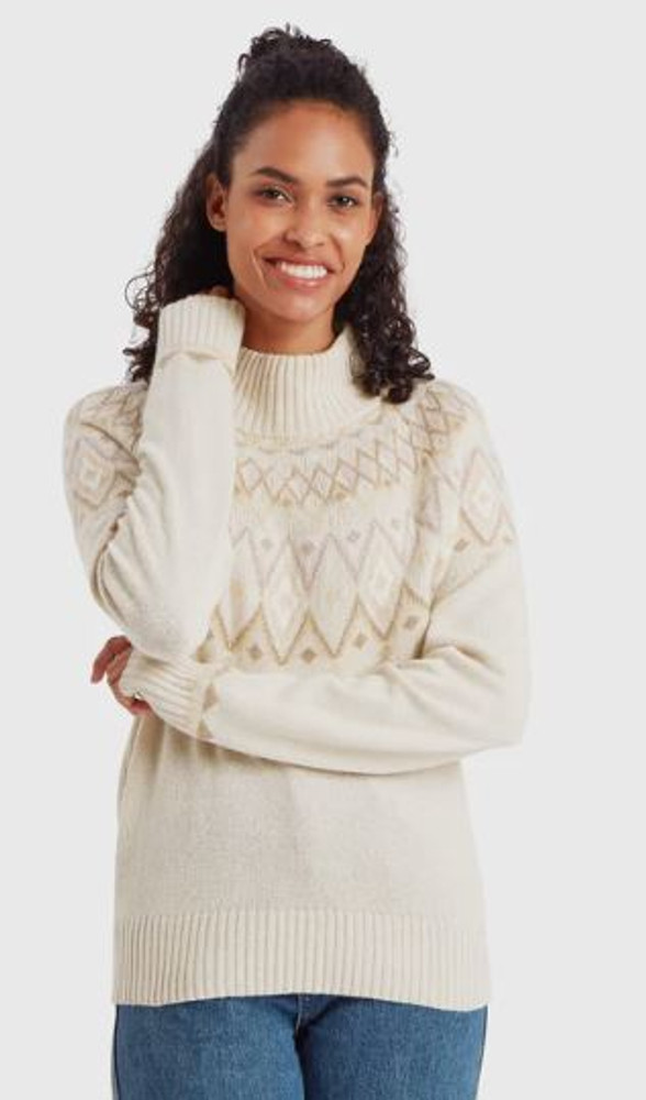 Sherpa Women's Indu Mock Neck Sweater: Ecru