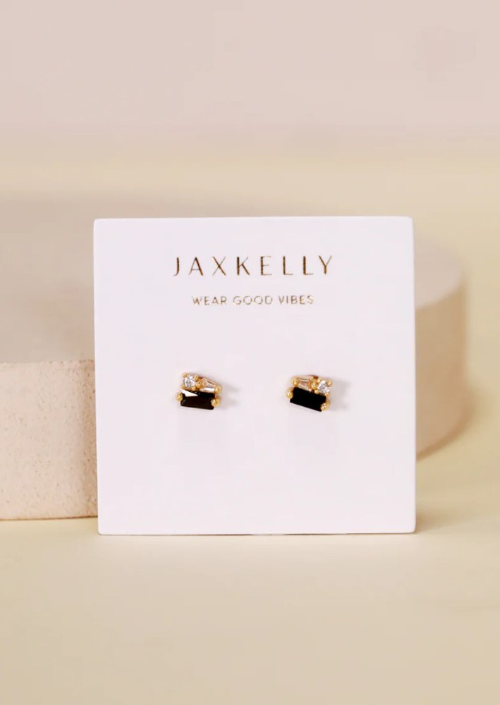 JAX KELLY Gem Baguette Cluster Earrings: Black CZ JAX KELLY Gem Baguette Cluster Earrings: Black CZ