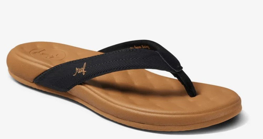 Reef Women's Cushion Melody Flip: Black/ Tan Reef Women's Cushion Melody Flip: Black/ Tan