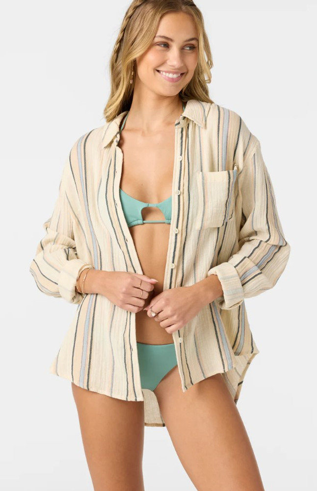 O'Neill Leni Stripe Relaxed Shirt: Ivory O'Neill Leni Stripe Relaxed Shirt: Ivory