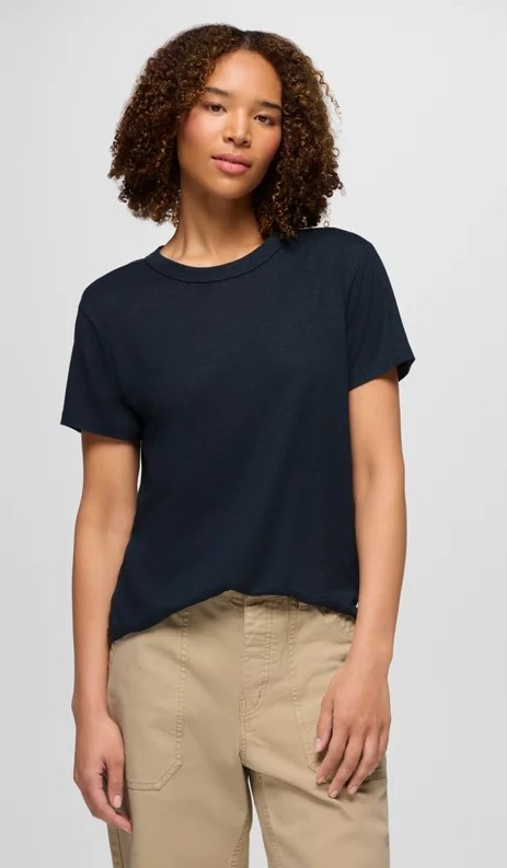 Prana Women's Cozy Up Short Sleeve Crew Tee Shirt: Stormy Night H