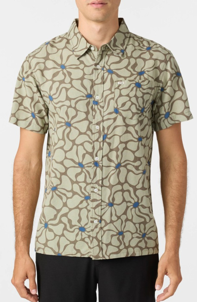 O'Neill Men's OG Eco Print Standard SS Shirt: Seagrass O'Neill Men's OG Eco Print Standard SS Shirt: Seagrass