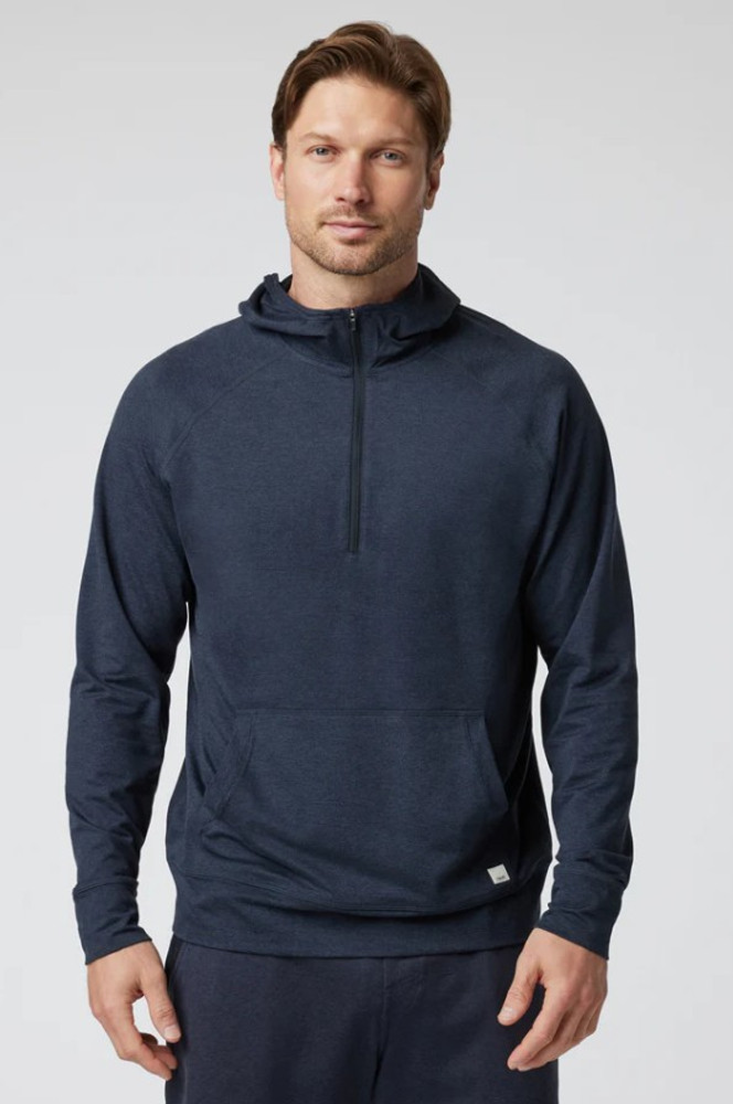 Vuori Men's Ponto Performance 1/2 Zip Hoodie: Midnight Heather Vuori Men's Ponto Performance 1/2 Zip Hoodie: Midnight Heather