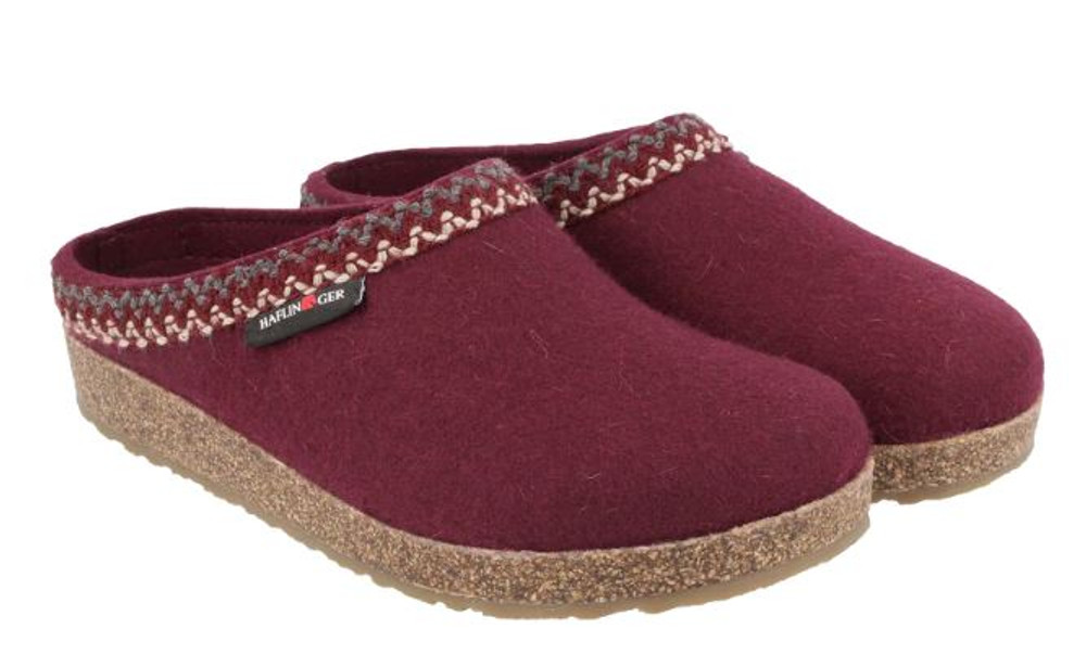 Haflinger Women's Grizzly Zig Zag Slipper: Bordeaux