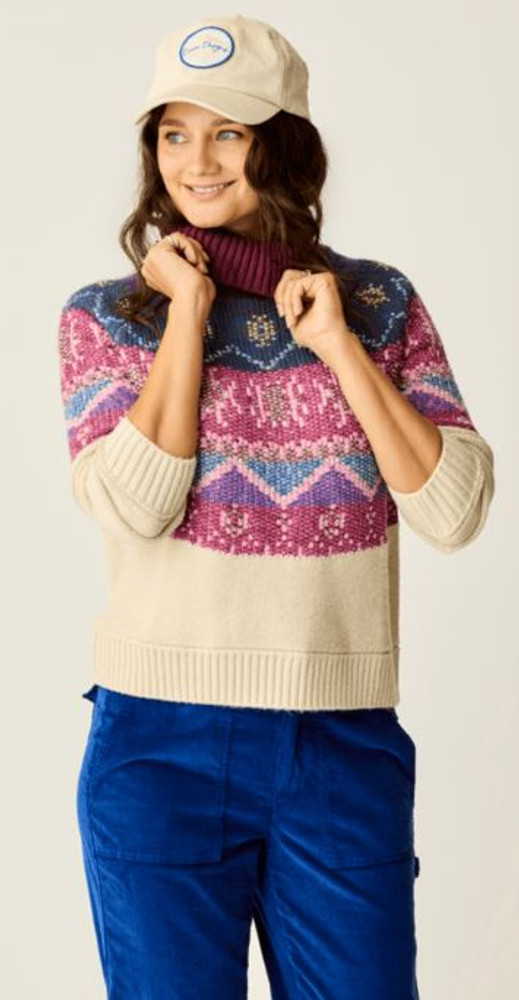 Carve Designs Women's Neve Fairisle Turtleneck: Birch Fairisle
