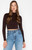 C'est Moi Women's Crop Long Sleeve Mock Neck: Brown