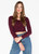 C'est Moi Long Sleeve Scoop Neck Crop Top: Bordeaux